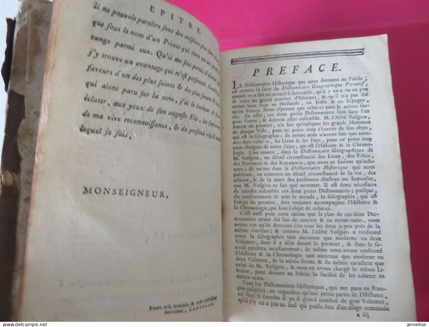 1760 Dictionnaire Historique Histoire des Patriarches, Princes hébreux, Empereurs, rois.. Abbé Ladvocat 2 Tomes