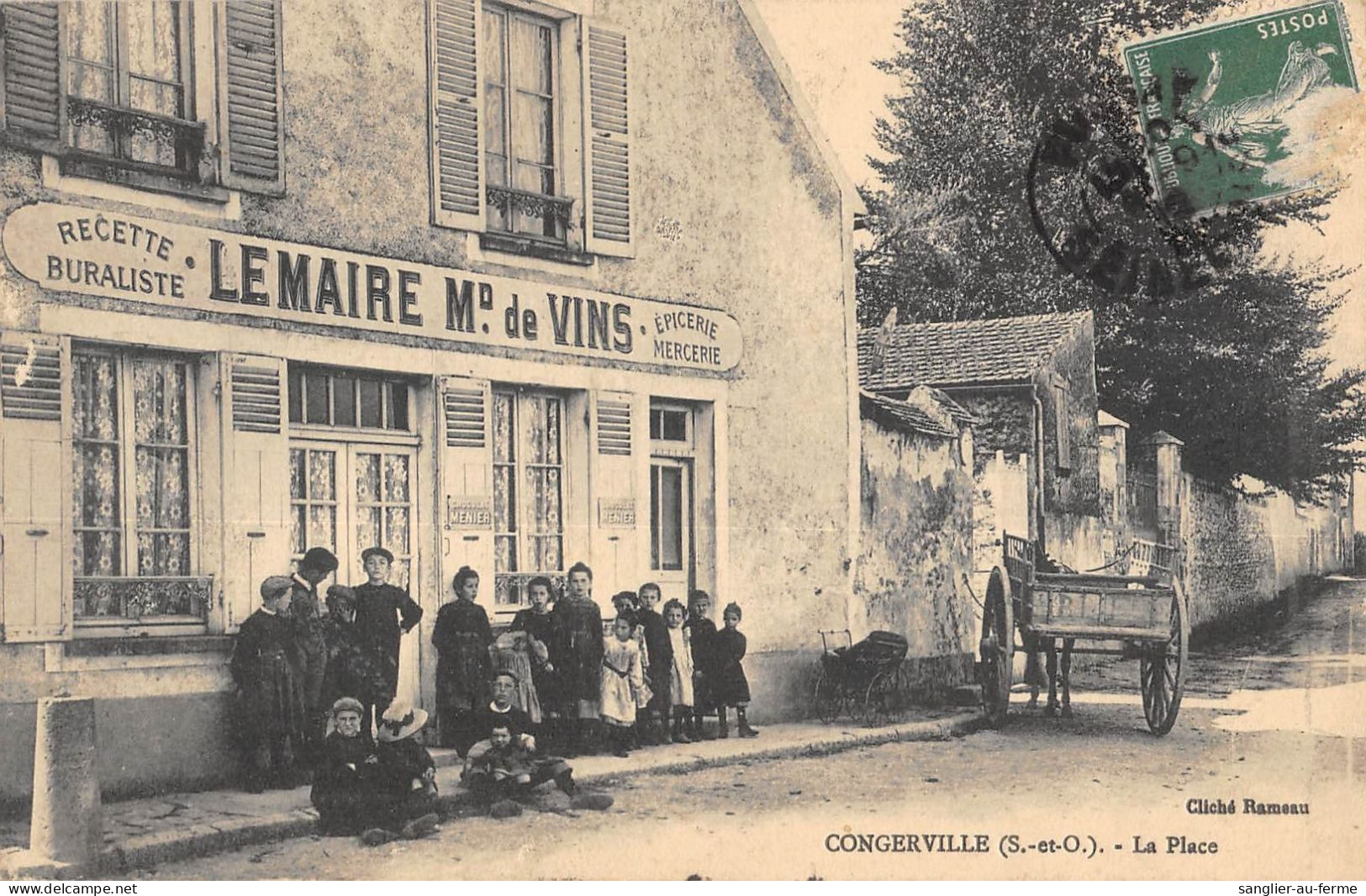 CPA 91 CONGERVILLE / LA PLACE / RECETTE BURALISTE / LEMAIRE MARCHAND DE VINS - Sonstige & Ohne Zuordnung