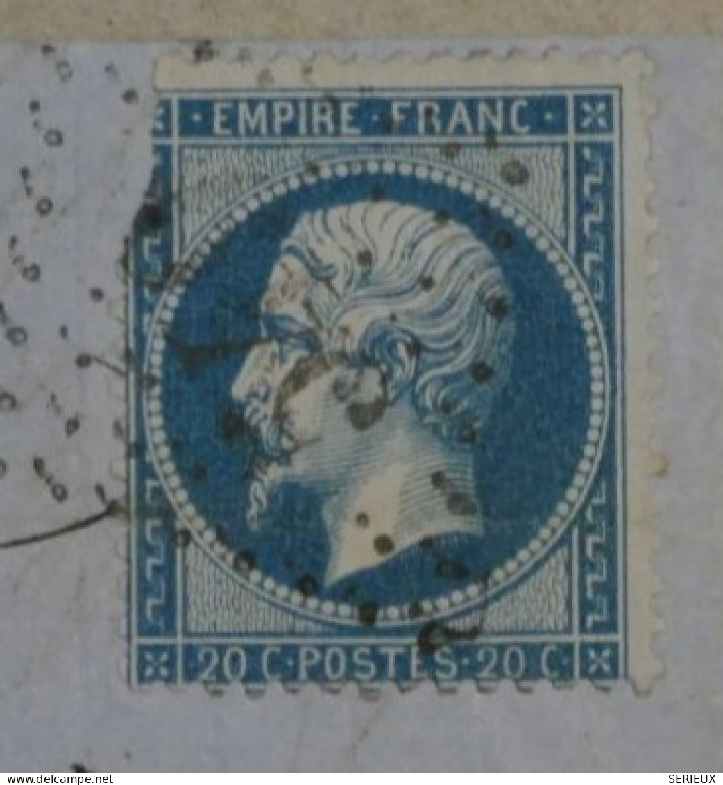 BP17 FRANCE BELLE LETTRE 1863 BOULOGNE  A DUNKERQUE  ++ VARIETE POINTS  NAP.  N°22 +AFFRANC.INTERESSANT - 1862 Napoléon III.