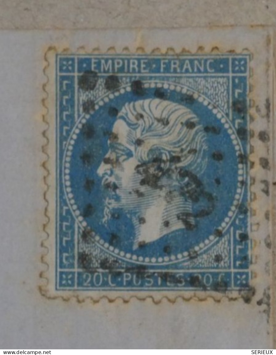 BP17 FRANCE BELLE LETTRE 1865 LILLE   A DUNKERQUE  ++ NAP.  N°22 +AFFRANC.INTERESSANT - 1862 Napoléon III.