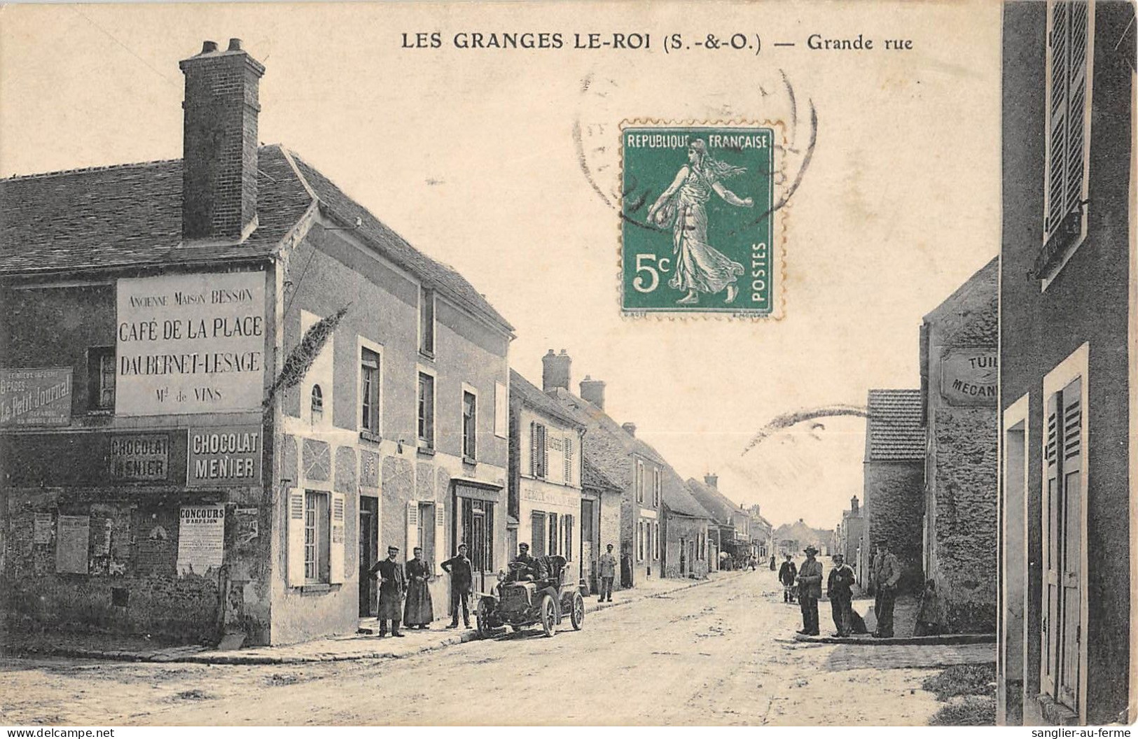 CPA 91 LES GRANGES LE ROI / GRANDE RUE / AUTOMOBILE / Cliché Rare - Autres & Non Classés