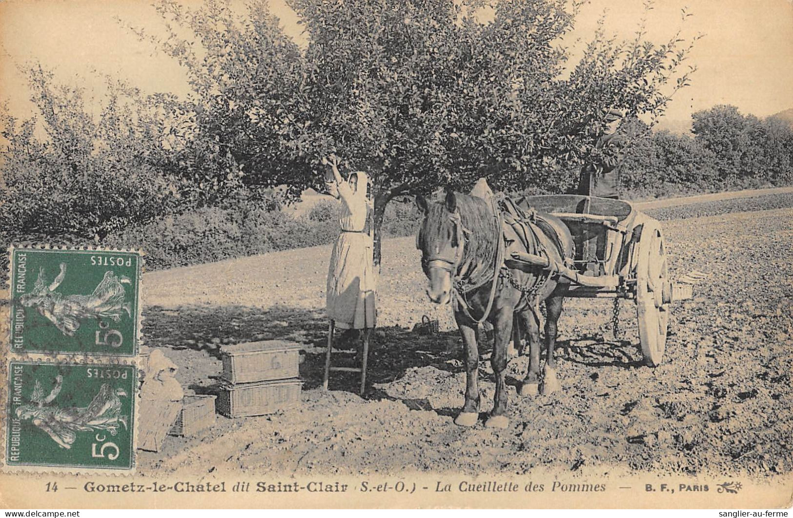 CPA 91 GOMETZ LE CHATEL / CUEILLETTE DES POMMES / AGRICULTURE / ATTELAGE - Autres & Non Classés