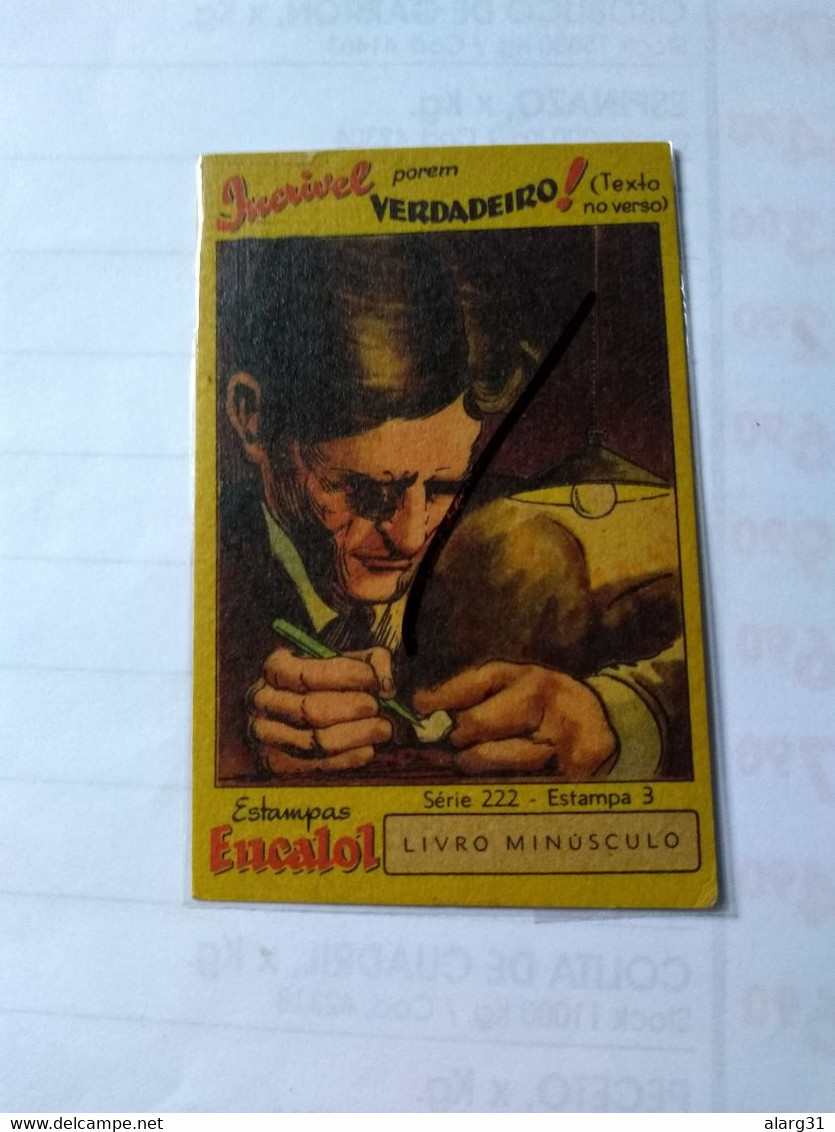 Cromo No Book.believe It Or Not Series.1940. Eucalol Soap Cromo.the Smallest Book.pages Measure.0.166 Square Inch. - Altri & Non Classificati