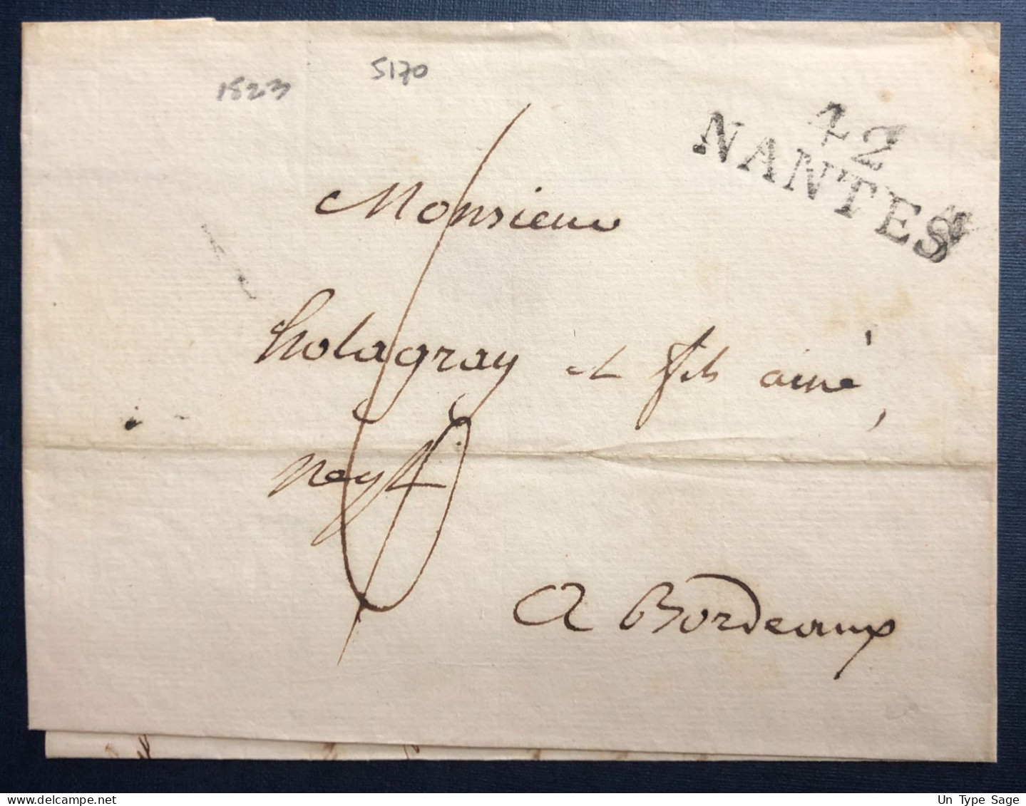 France, Griffe 42 NANTES Sur Lettre 18.6.1823 - (N487) - 1801-1848: Précurseurs XIX