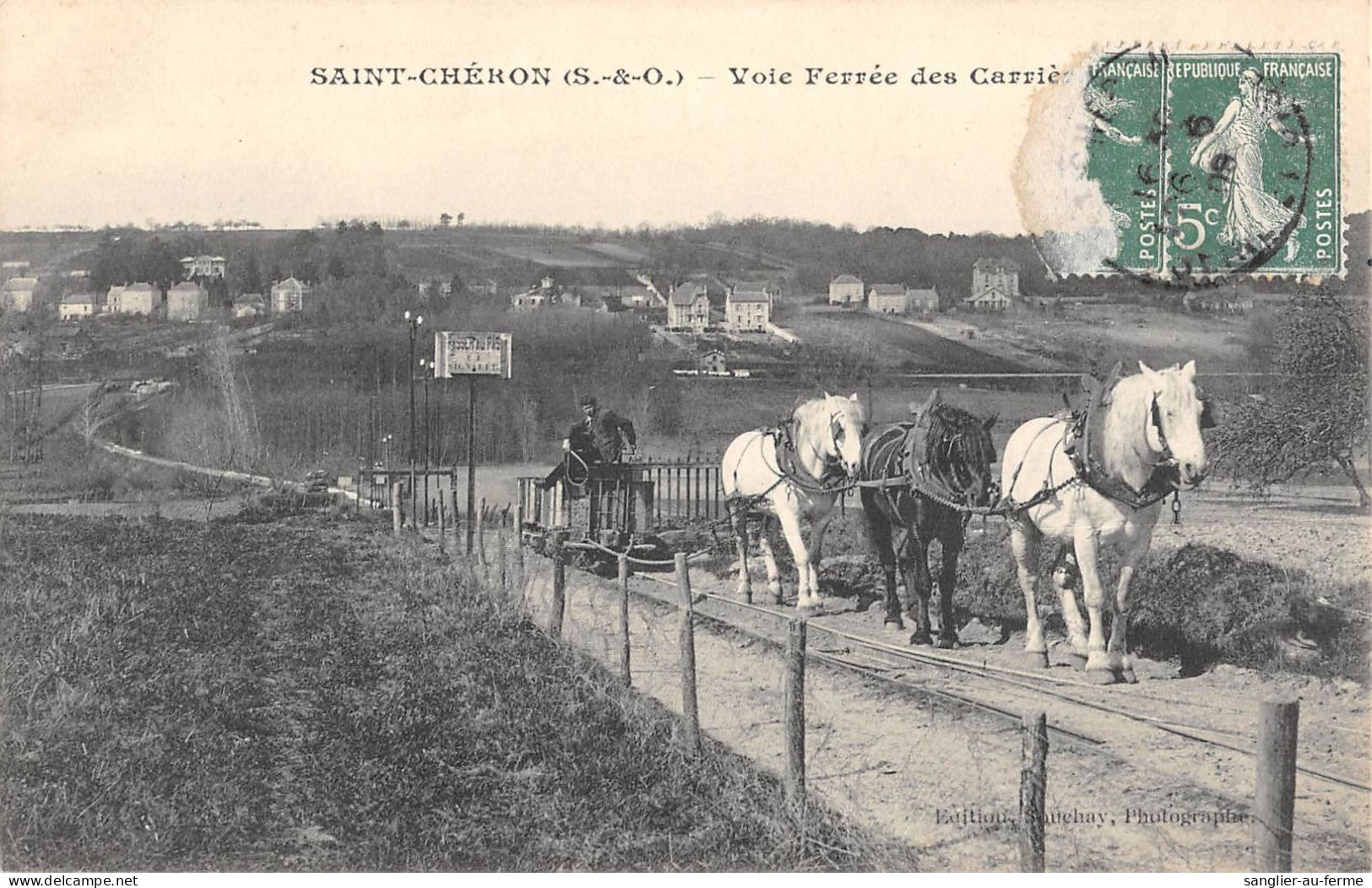 CPA 91 SAINT CHERON / VOIE FERREE DES CARRIERES / ATTELAGE / WAGON - Saint Cheron