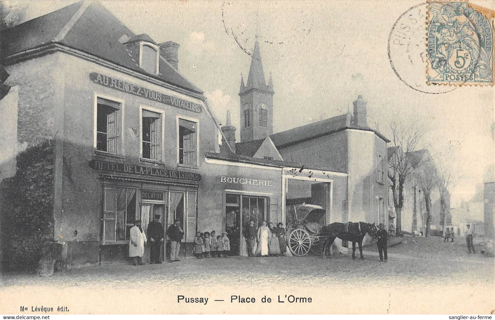CPA 91 PUSSAY / PLACE DE L'ORME / BOUCHERIE - Other & Unclassified