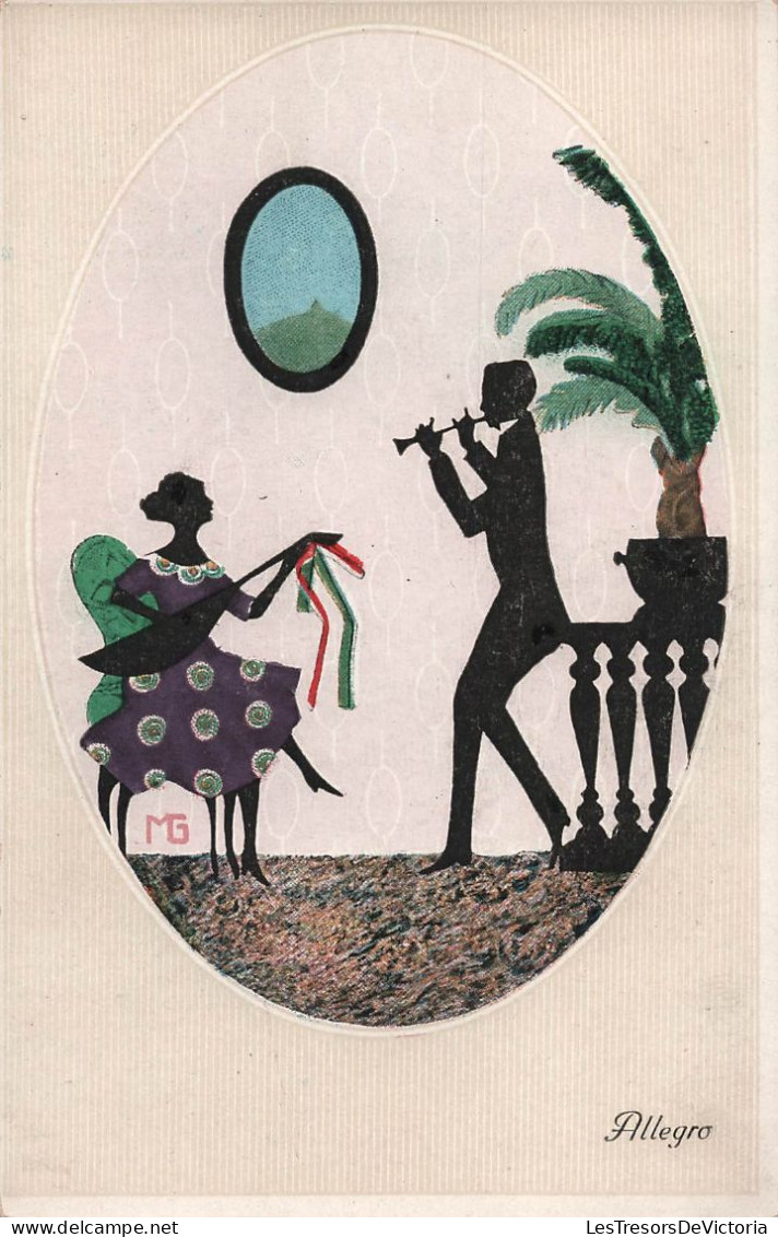 Silhouette - Allegro - Musiciens - Fafto Silhouetten - Musique - Carte Postale Ancienne - Silhouette - Scissor-type