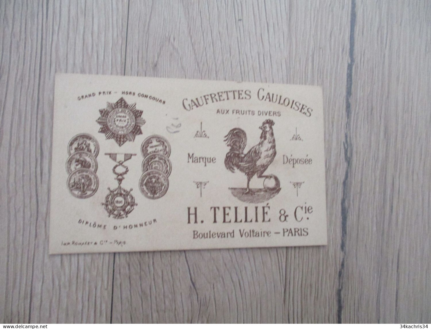 P85 Chromo Ancien Gaufrettes Gauloises H.Tellié Paris France - Other & Unclassified