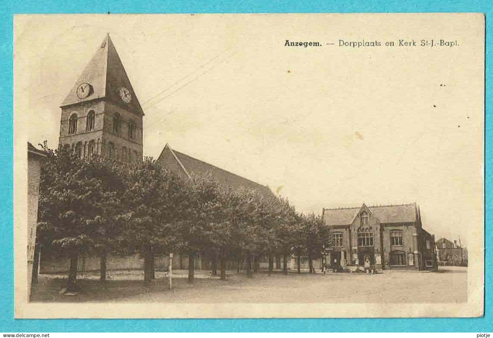 * Anzegem - Anseghem (West Vlaanderen) * (Edit Papeterie St Amand) Dorpplaats En Kerk St J. Bapt. église, Old - Anzegem