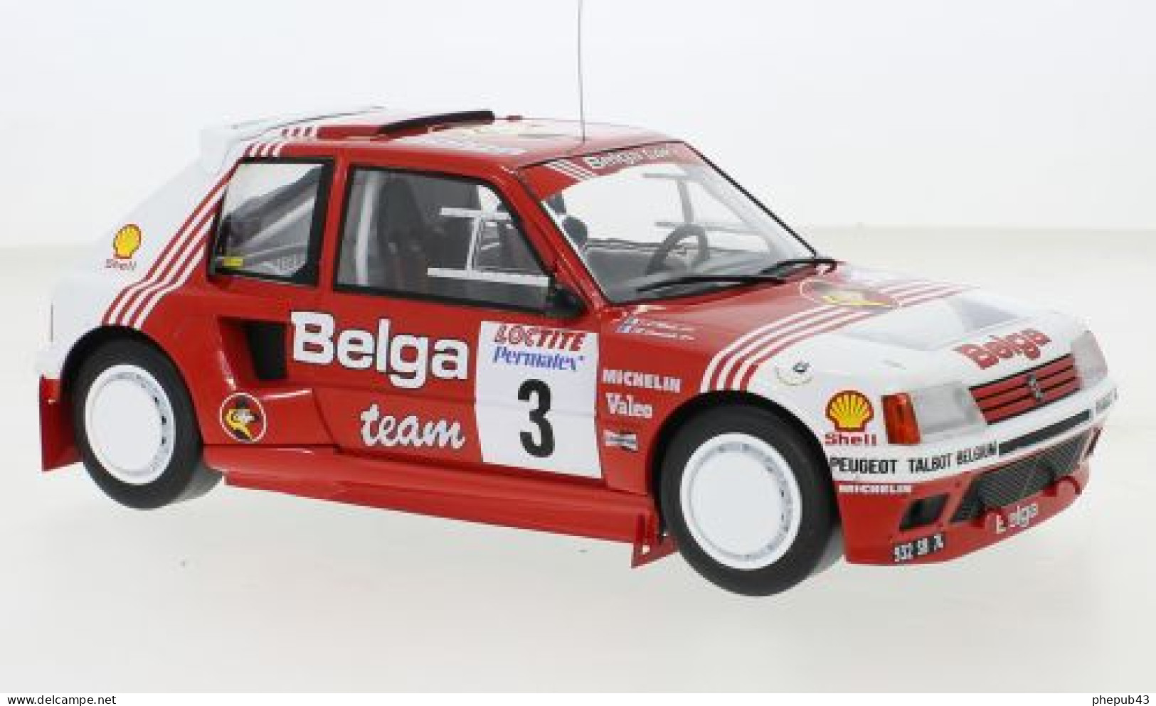 Peugeot 205 T16 - Belga - Bernard Darniche/Alain Mahé - Rally 24h Ypres 1985 #3 - Ixo (1:18) - Ixo