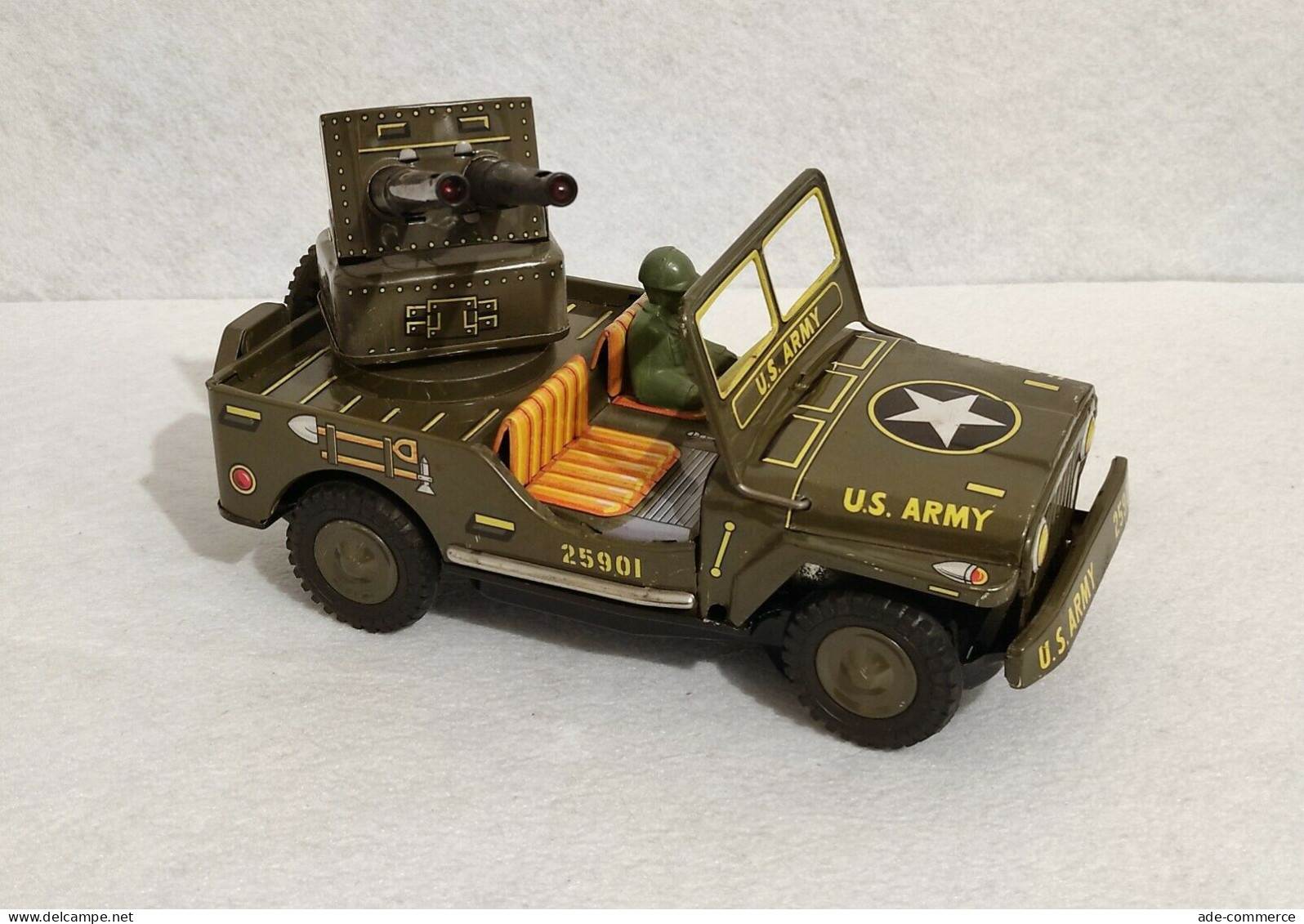 Jeep U.S. Army 25901 Made In Japan - Giocattolo Latta Batteria - Vintage - Other & Unclassified