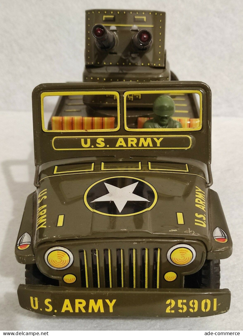 Jeep U.S. Army 25901 Made In Japan - Giocattolo Latta Batteria - Vintage - Altri & Non Classificati
