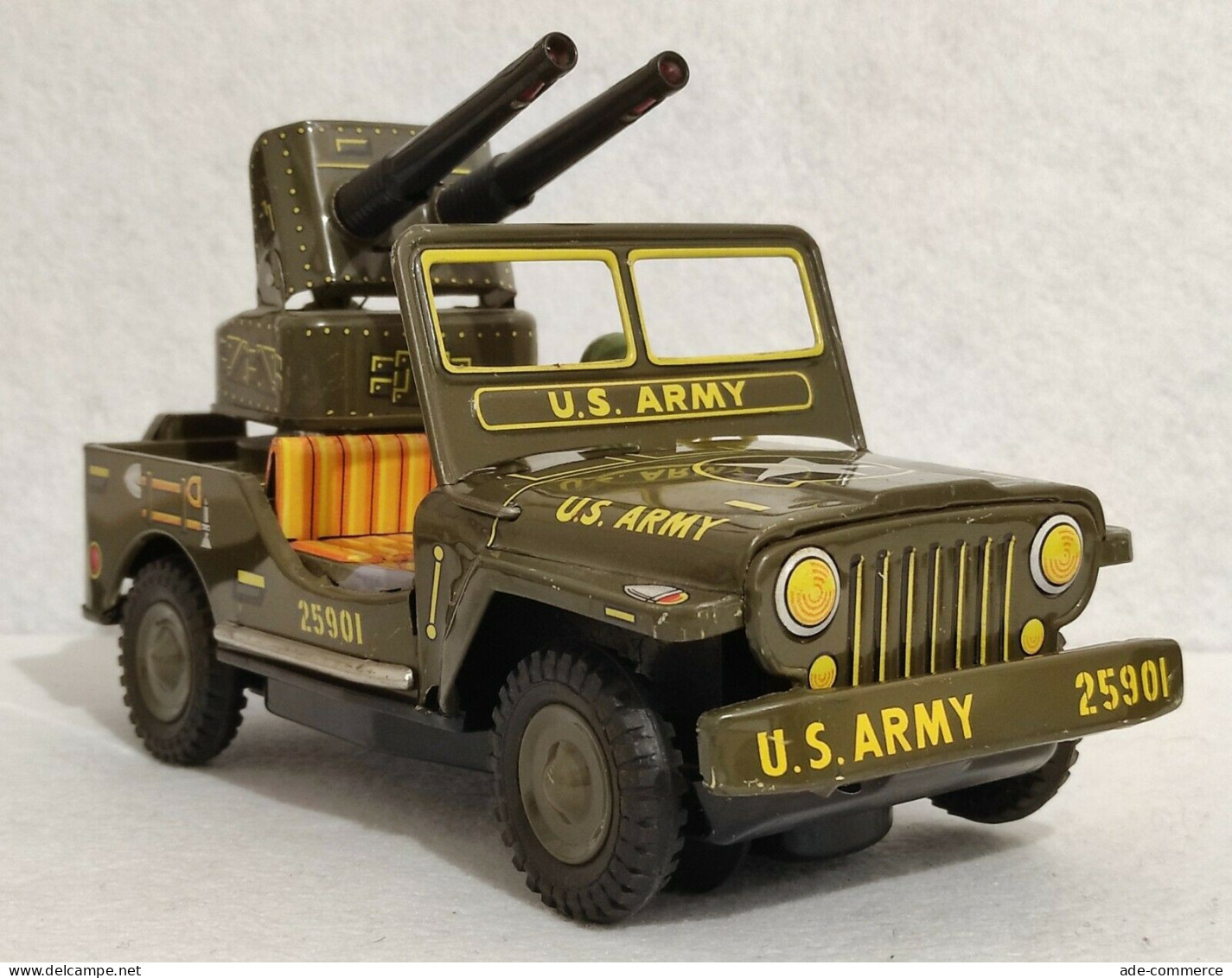 Jeep U.S. Army 25901 Made in Japan - Giocattolo Latta Batteria - Vintage