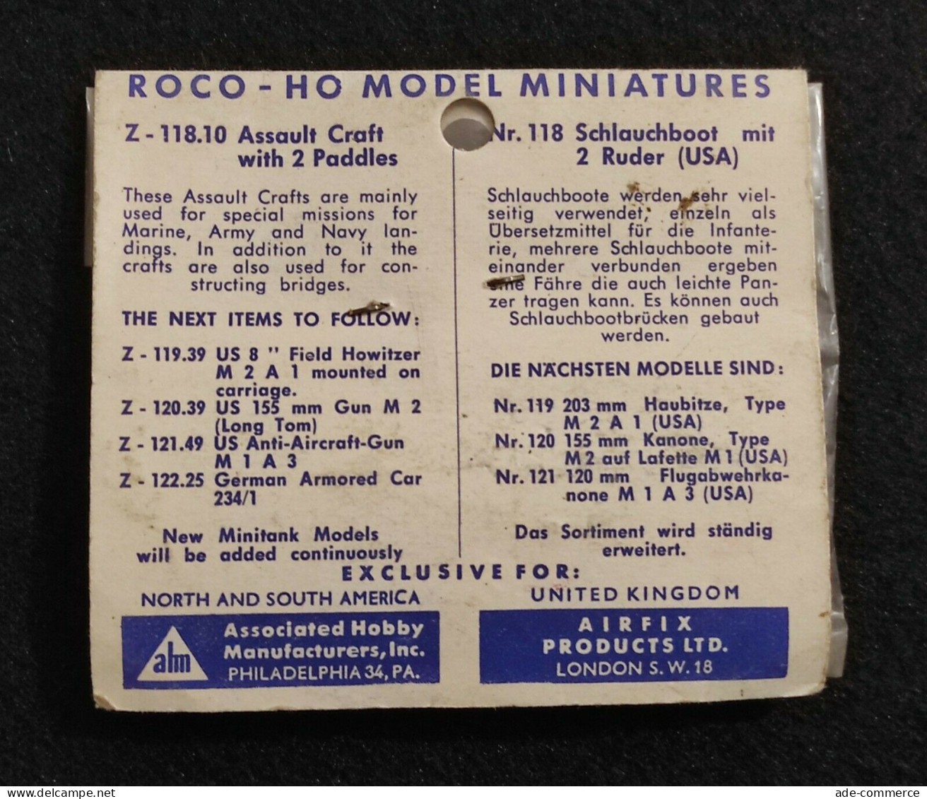 Roco Miniatures Minitanks N°118 Assault Craft - Modellino Gommone D'Assalto - Otros & Sin Clasificación