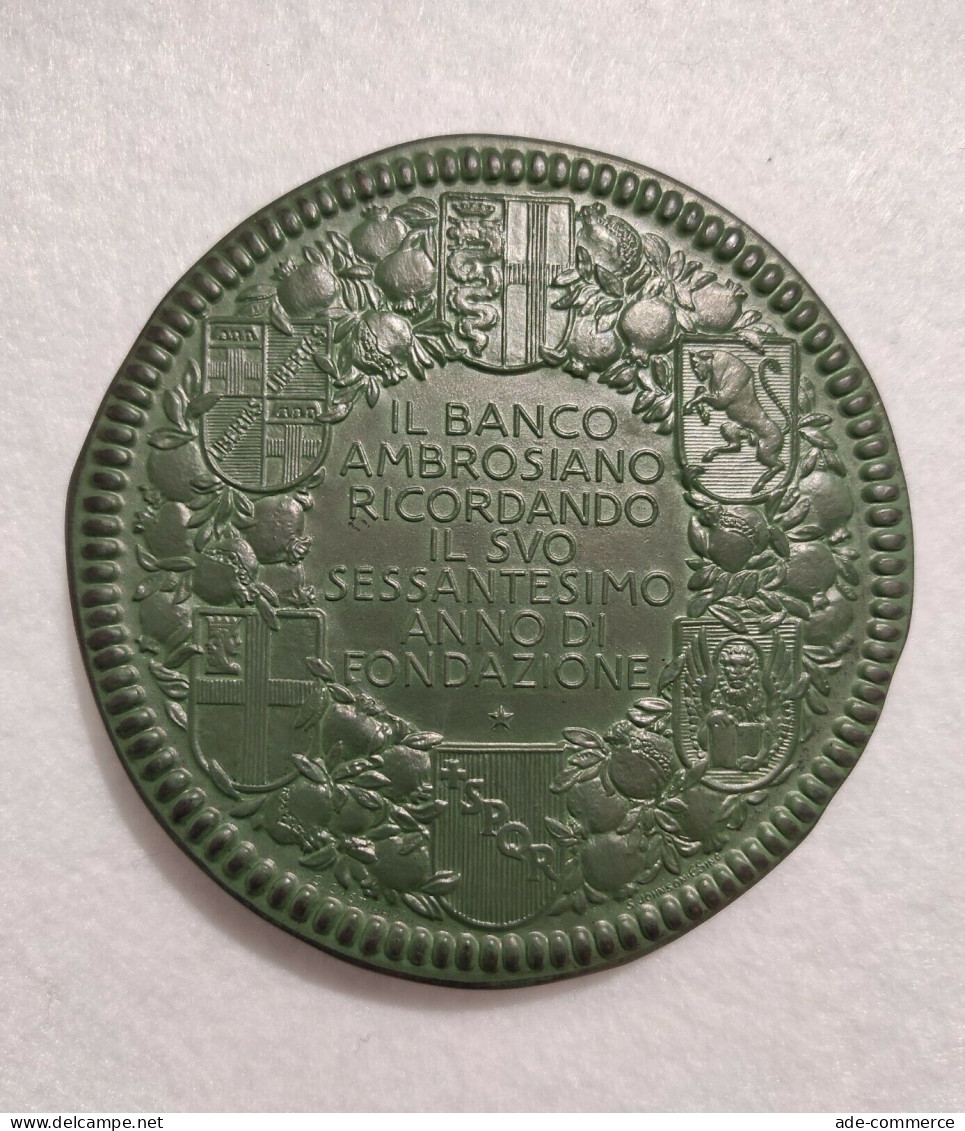 Medaglia Banco Ambrosiano - Ricordo Sessantesimo Anno Di Fondazione - 1956 -95mm - Altri & Non Classificati