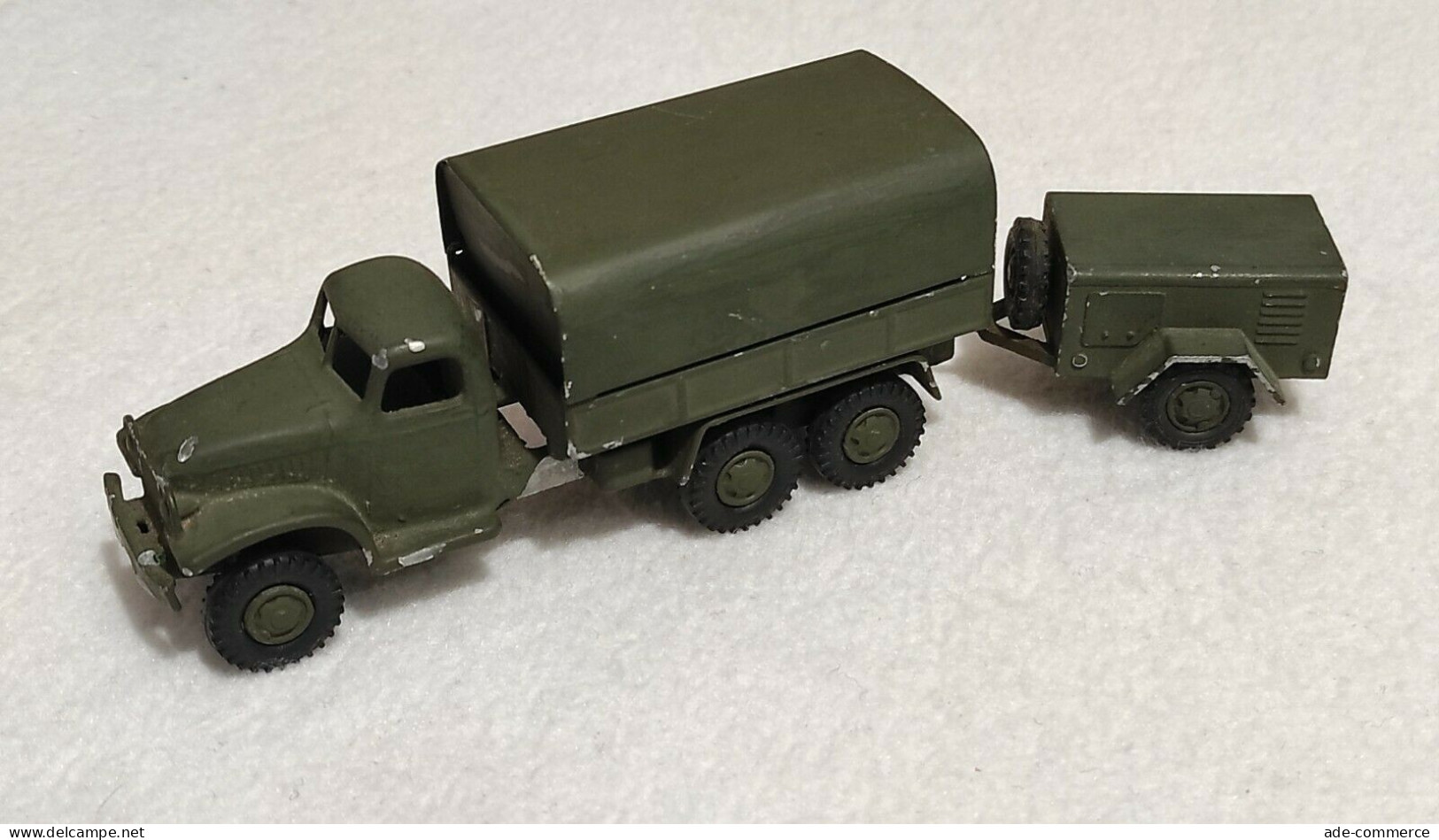 Modellino Camion Militare Con Carrello In Metallo - Other & Unclassified