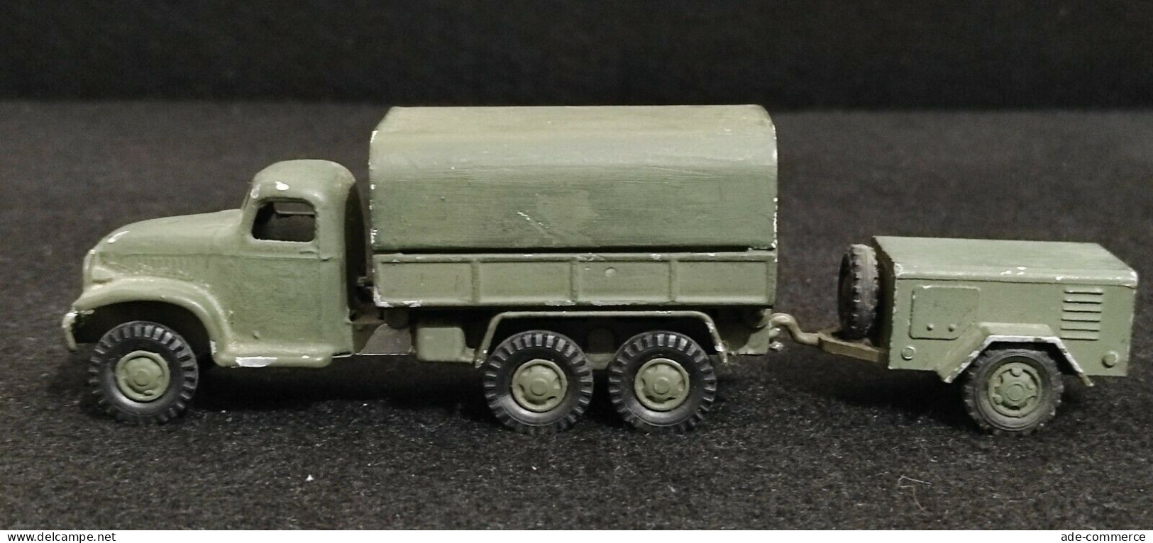 Modellino Camion Militare Con Carrello In Metallo - Autres & Non Classés