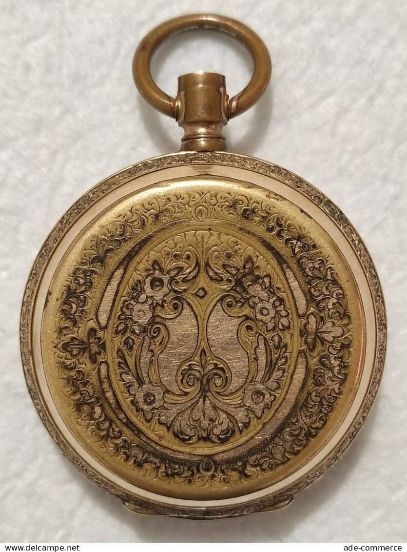 Cassa Orologio Da Tasca Incisa - Metallo Placcato Oro 18 Kt - Periodo Fine '800 - Andere & Zonder Classificatie