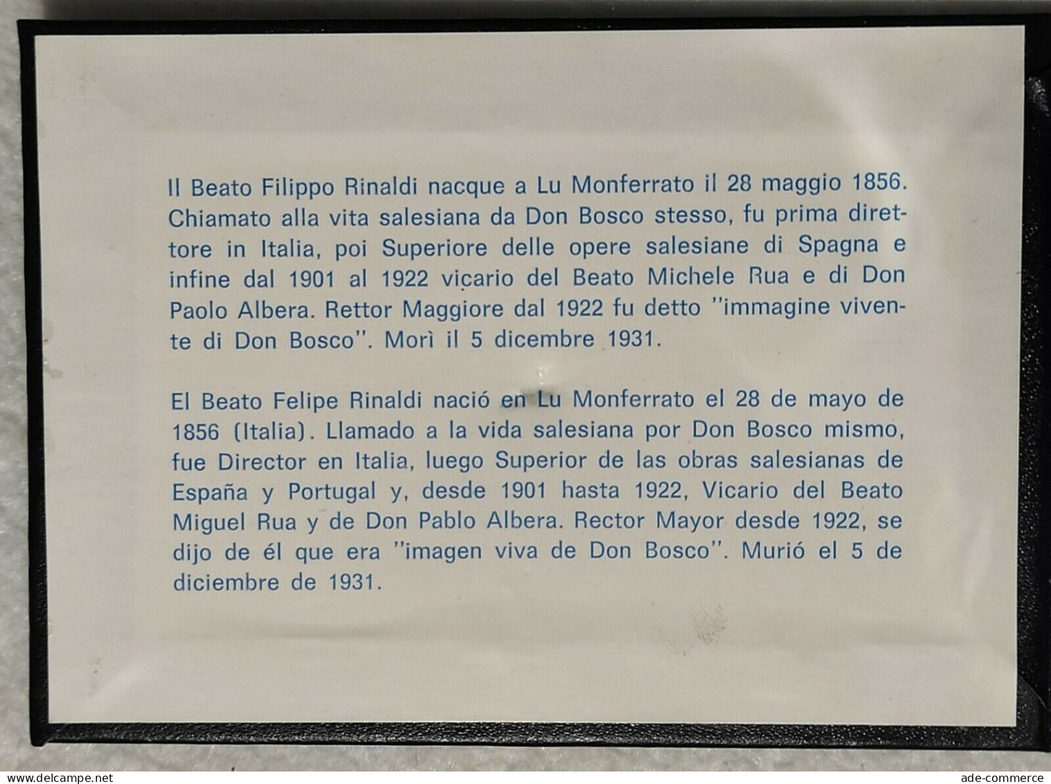 Medaglia Beato Filippo Rinaldi - 3° Successore Don Bosco - 1856-1931 - 60mm - Altri & Non Classificati