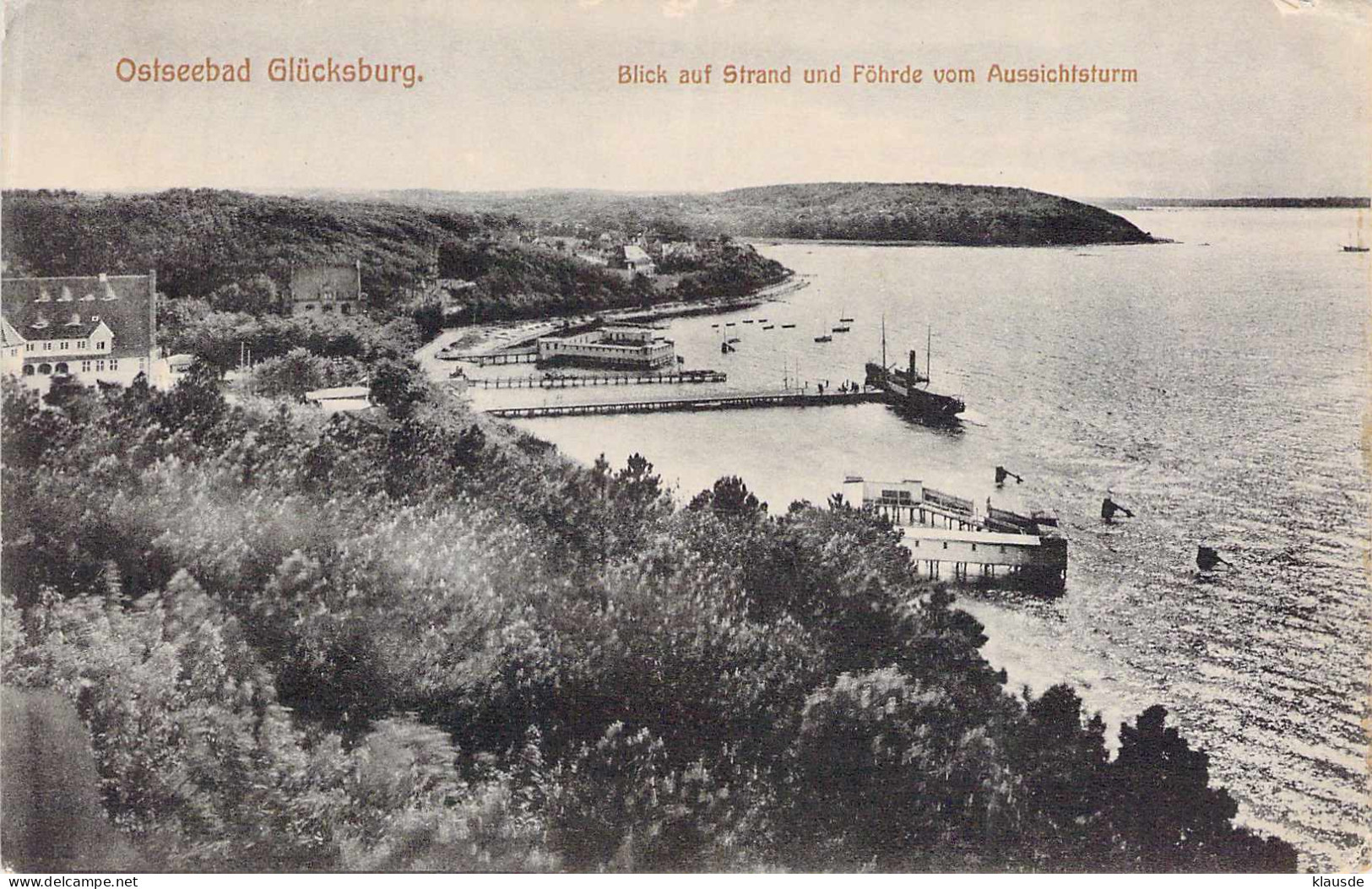 Ostseebad Glücksburg Blick Auf Strand U.Föhrde Vom Ausichtsturm Gel1915 - Glücksburg