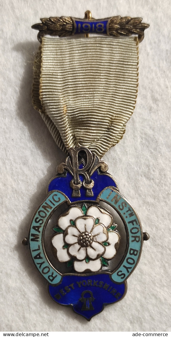 Medaglia Massonica Royal Masonic Inst. For Boys West Yorkshire 1918 - Altri & Non Classificati