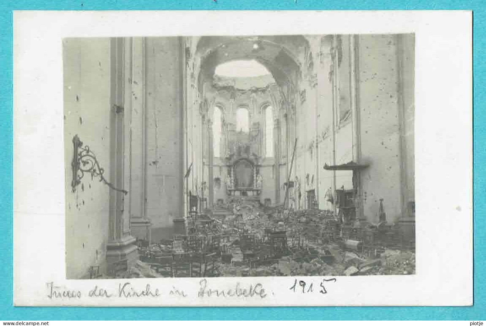 * Zonnebeke (bij Ieper - West Vlaanderen) * (Carte Photo - Fotokaart) Guerre, War, Ruines, église, Kirche In 1915, Old - Zonnebeke