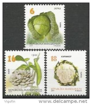 MK 2014 DEFINITIVE VEGETABLES, MACEDONIA, 1 X 3v, MNH - Vegetables