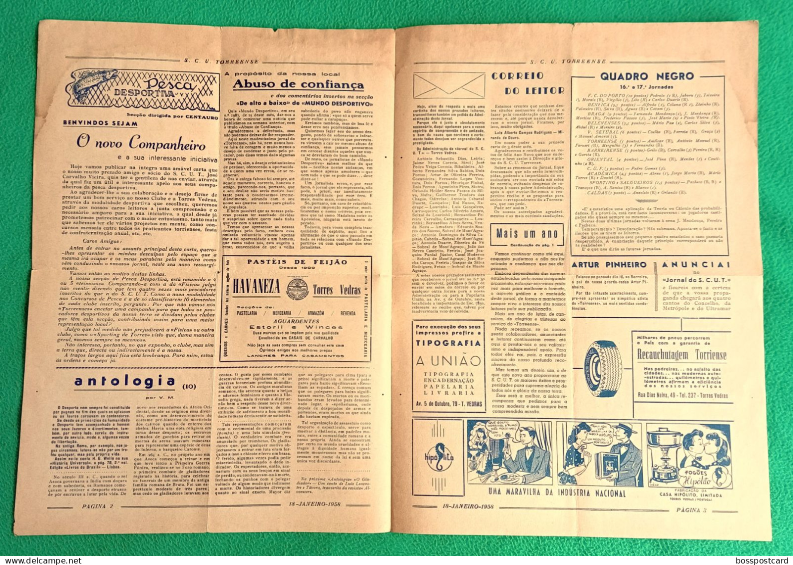 Torres Vedras - Jornal Do Torrense Nº 32, De 18 De Janeiro De 1958 - Imprensa - Évora - Portugal - Informations Générales