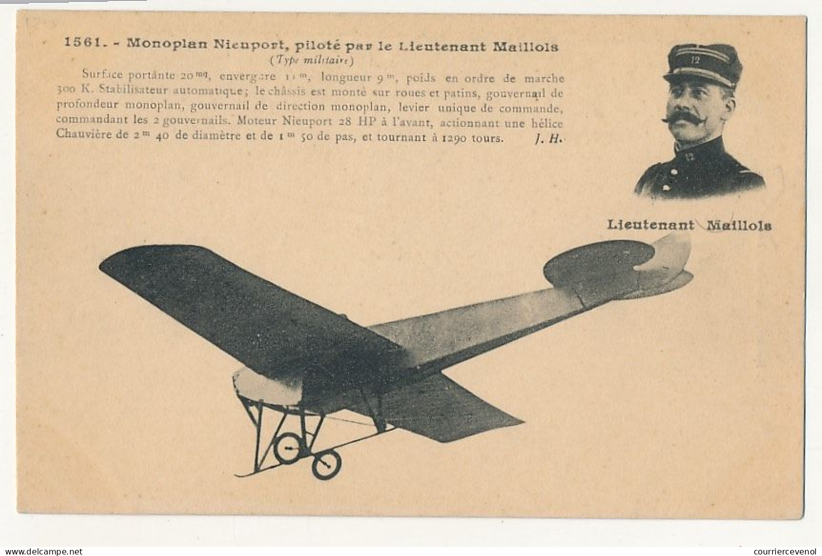 CPA - FRANCE - AVIATION - Monoplan Nieuport, Piloté Par Le Lieutenant Maillols - Piloten