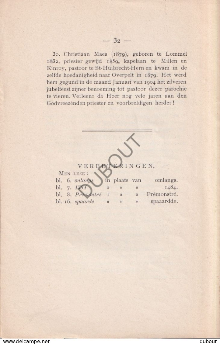 Overpelt - De Pastoors - Lib. Gevelers - 1904, Neerpelt, Drukkerij Jacobs (V2336) - Antique