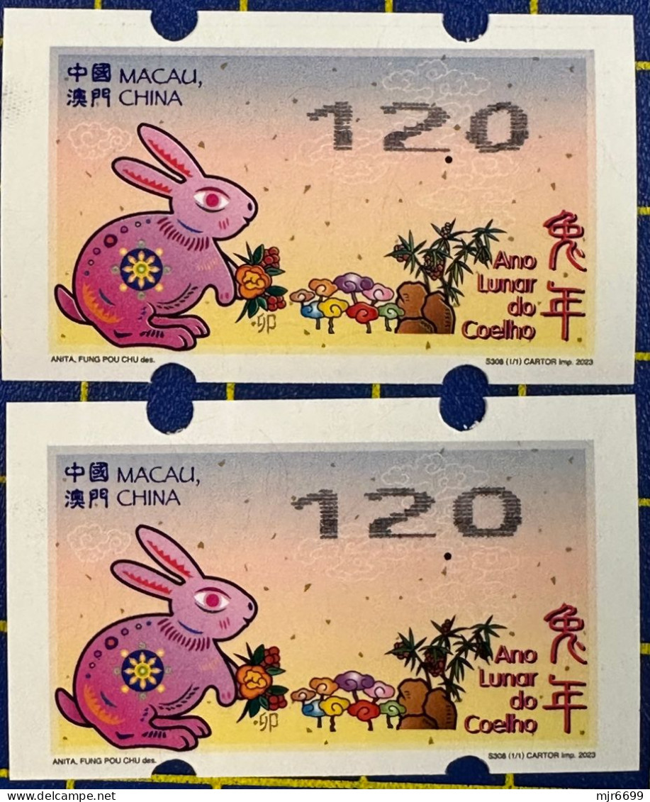 2023 LUNAR NEW YEAR OF THE RABBIT NAGLER MACHINE 12 PATACAS, WITH VARIETY "TRIANGLE  0" (NORMAL FOR COMPARE) - Automatenmarken