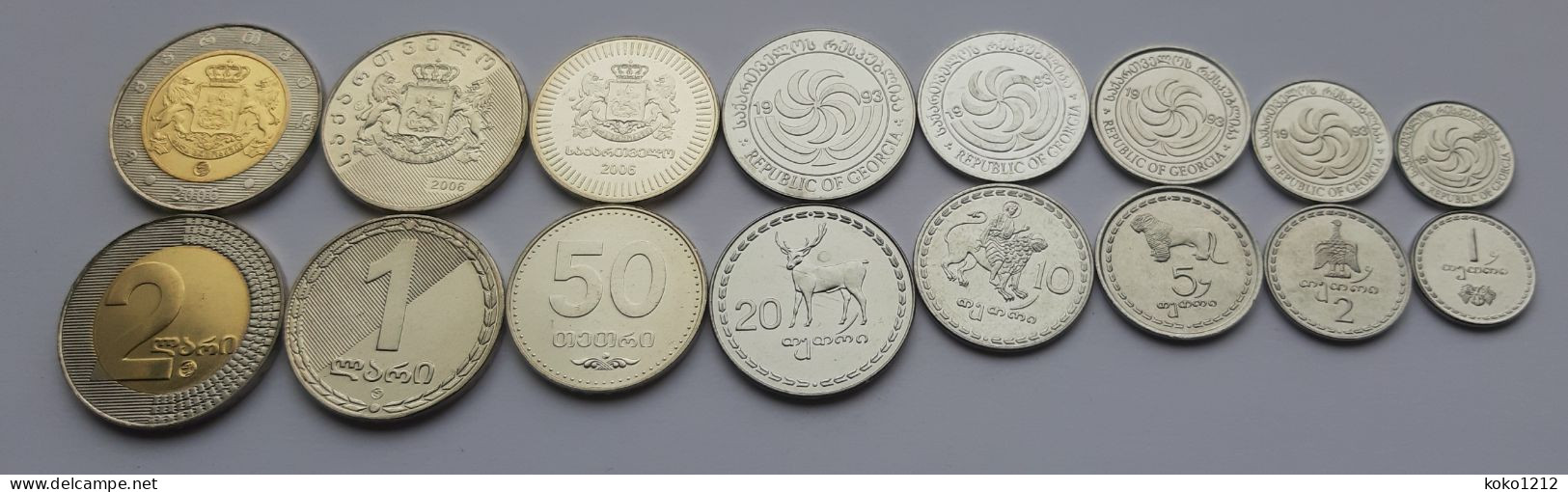 Georgia Set Of 8 Coins UNC 1 Tetri To 2 Lari 1993 - 2006 - Géorgie