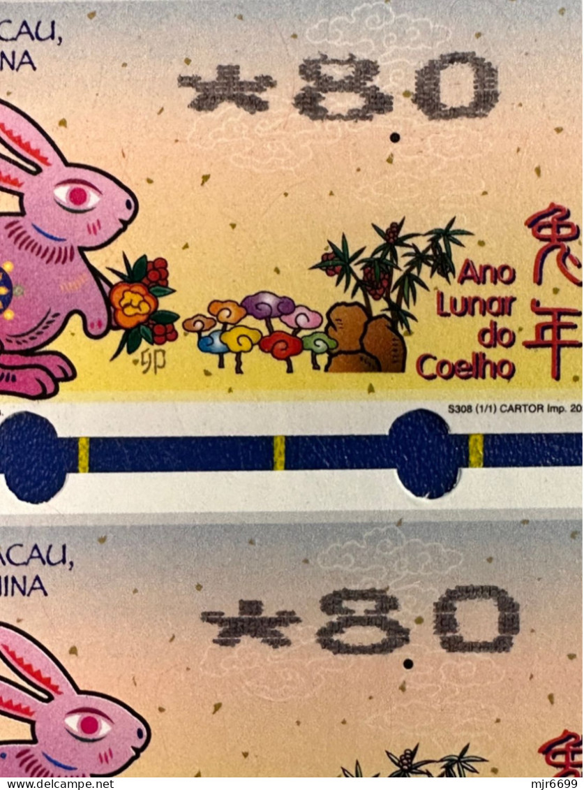 2023 LUNAR NEW YEAR OF THE RABBIT NAGLER MACHINE 8 PATACAS, WITH VARIETY "TRIANGLE  0" (NORMAL FOR COMPARE) - Distributori
