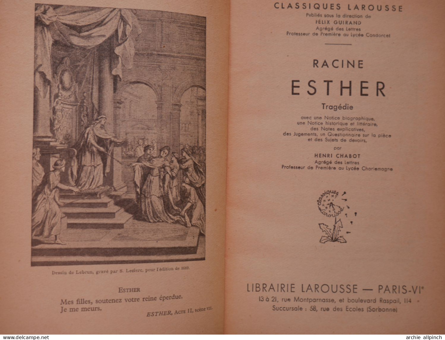 Esther (Racine) - Hachette 1935 Et Larousse 1933 - 1901-1940