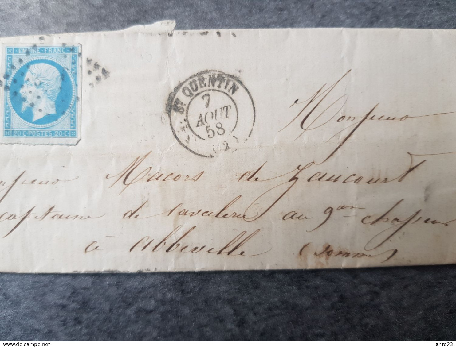 1858 Lettre Classique Adressé Au Capitaine De Cavalerie A Abbeville Somme - Militaria - - Documents