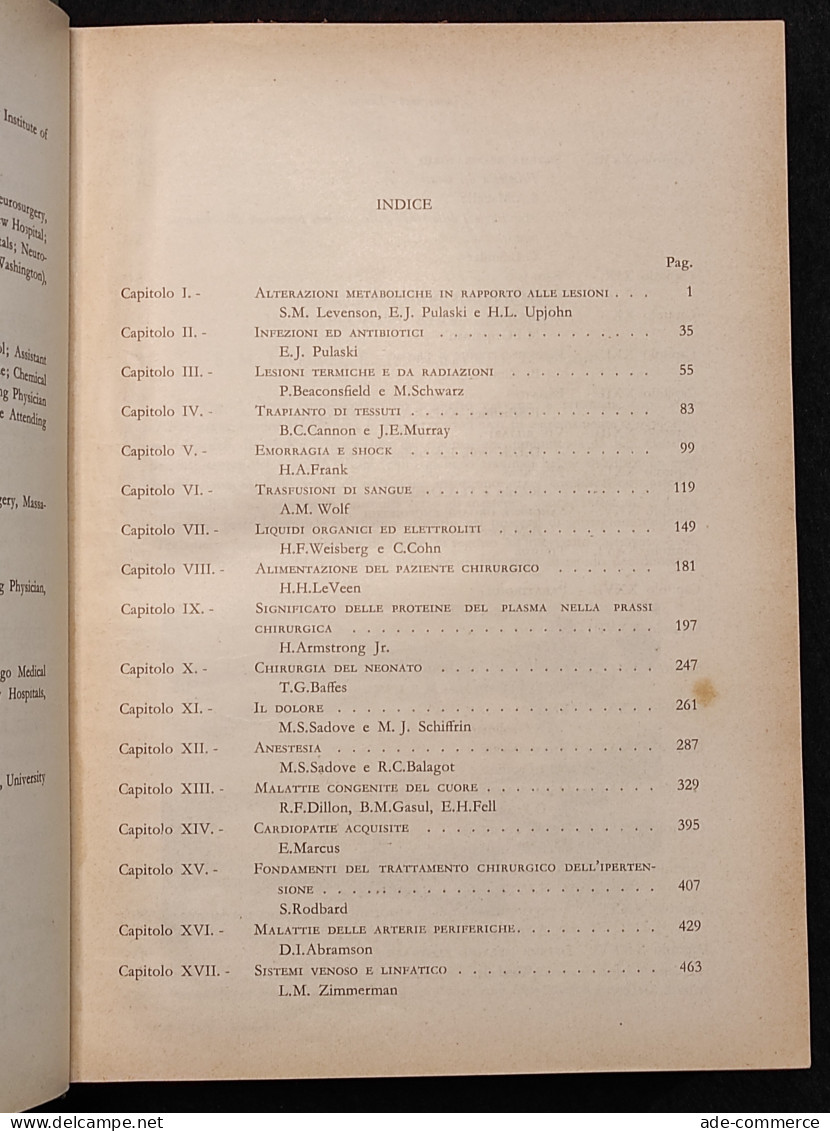 Fisiopatologia E Terapia Delle Malattie Chirurgiche - SEU Roma - 1958 - Geneeskunde, Psychologie