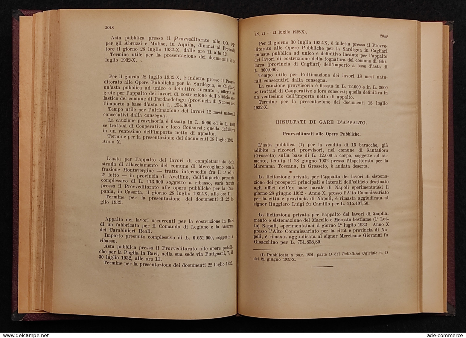 Bollettino Ufficiale -Ministero Lavori Pubblici -Lib. Stato -1932- Vol IV - Sociedad, Política, Economía