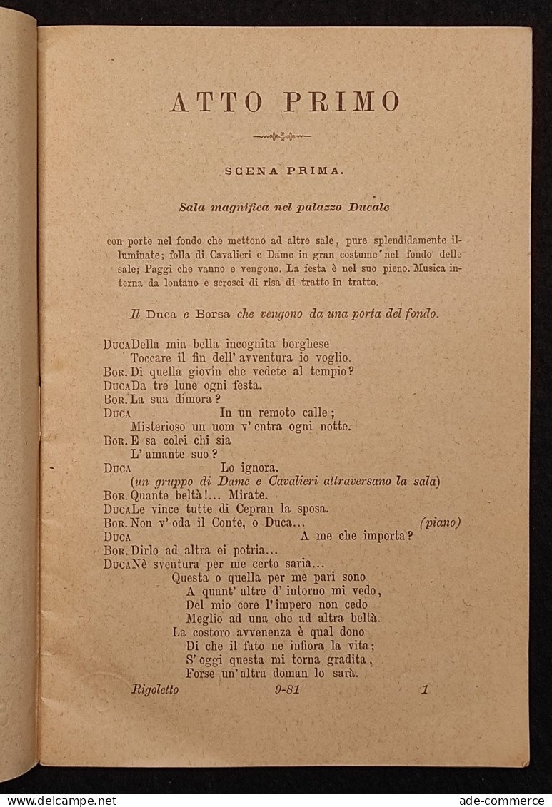 Rigoletto - G. Verdi - F.M Piave - G. Ricordi - Melodramma - Cinema E Musica