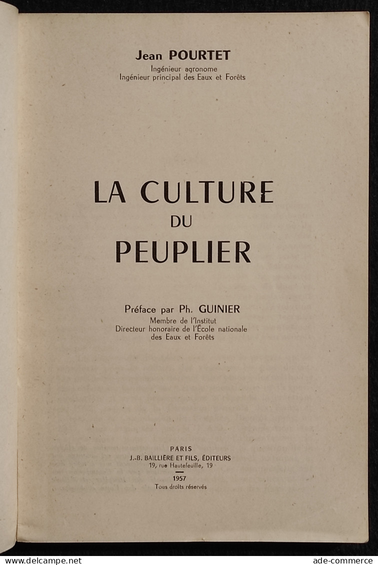 La Culture Du Peuplier - J. Pourtet - Ed.  J.B. Bailliere - 1957 - Giardinaggio