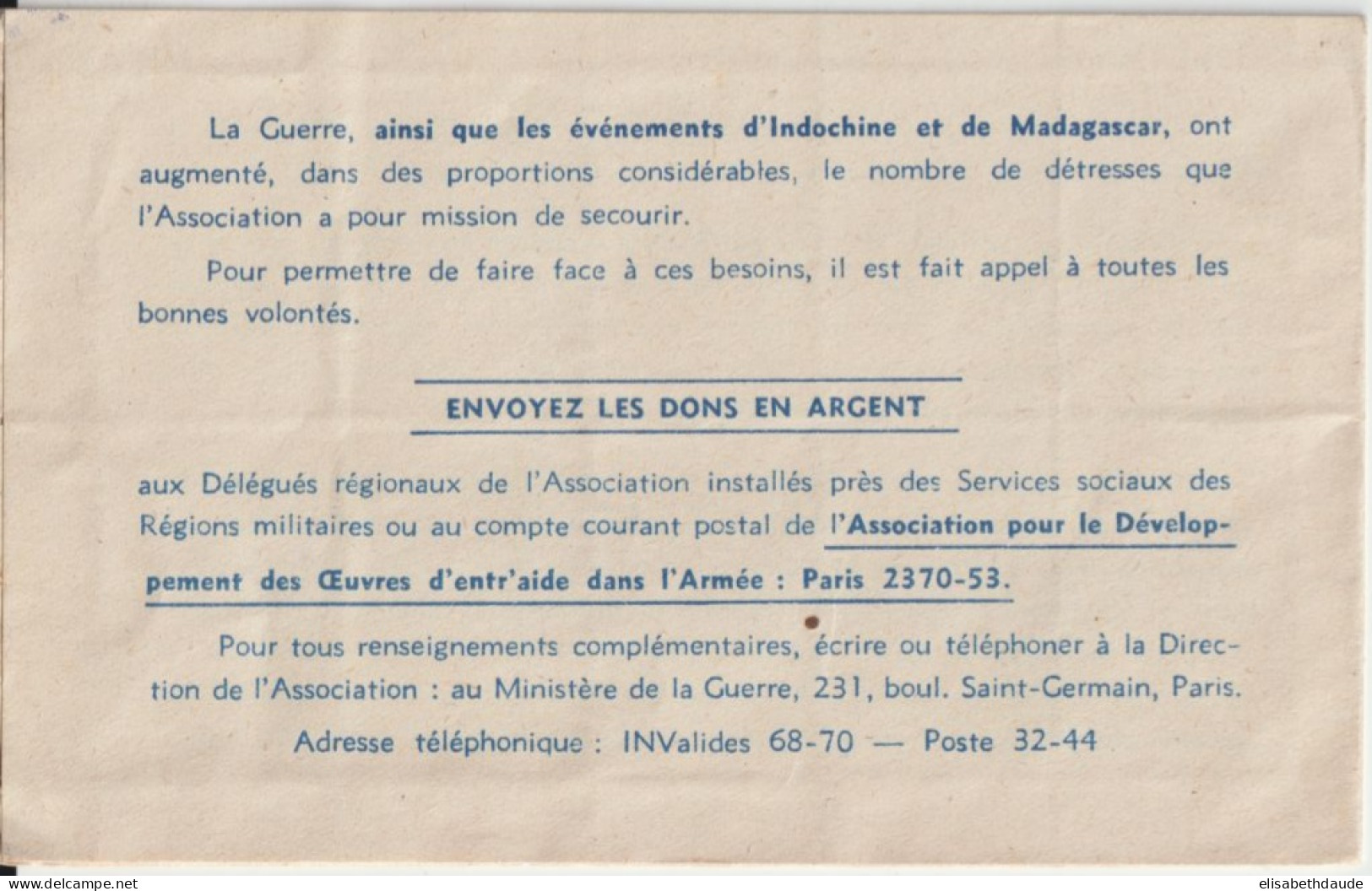 1950 ENV. - CARNET De 20 VIGNETTES "POUR NOS SOLDATS" - COLLEES à L'INTERIEUR - Blokken & Postzegelboekjes