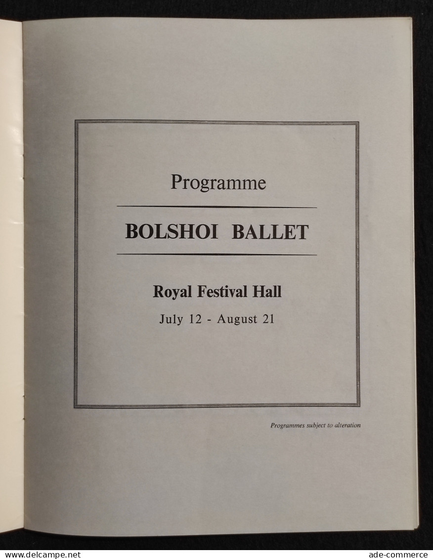 The Bolshoi Ballet - V. Hochhauser - Royal Festival Hall - Cinéma Et Musique