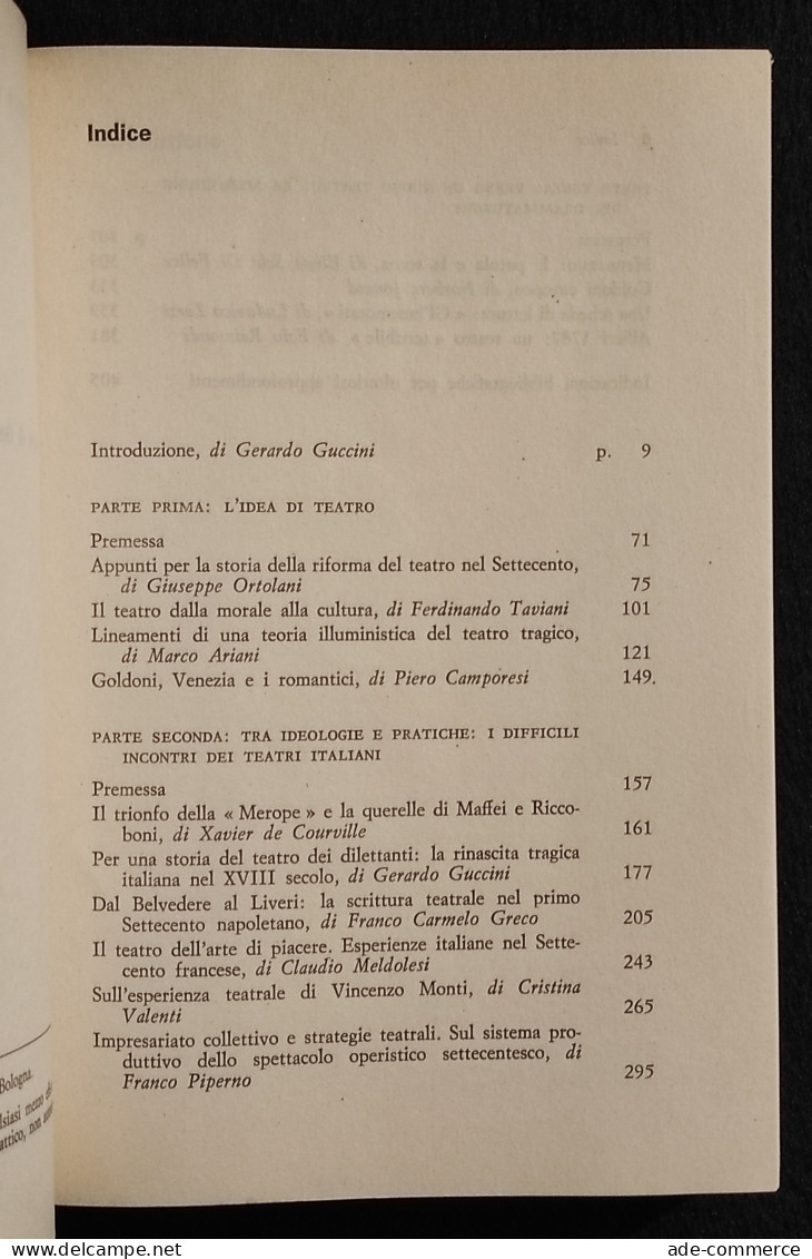 Il Teatro Nel Settecento - G. Guccini - Il Mulino - 1988 - Cinema E Musica