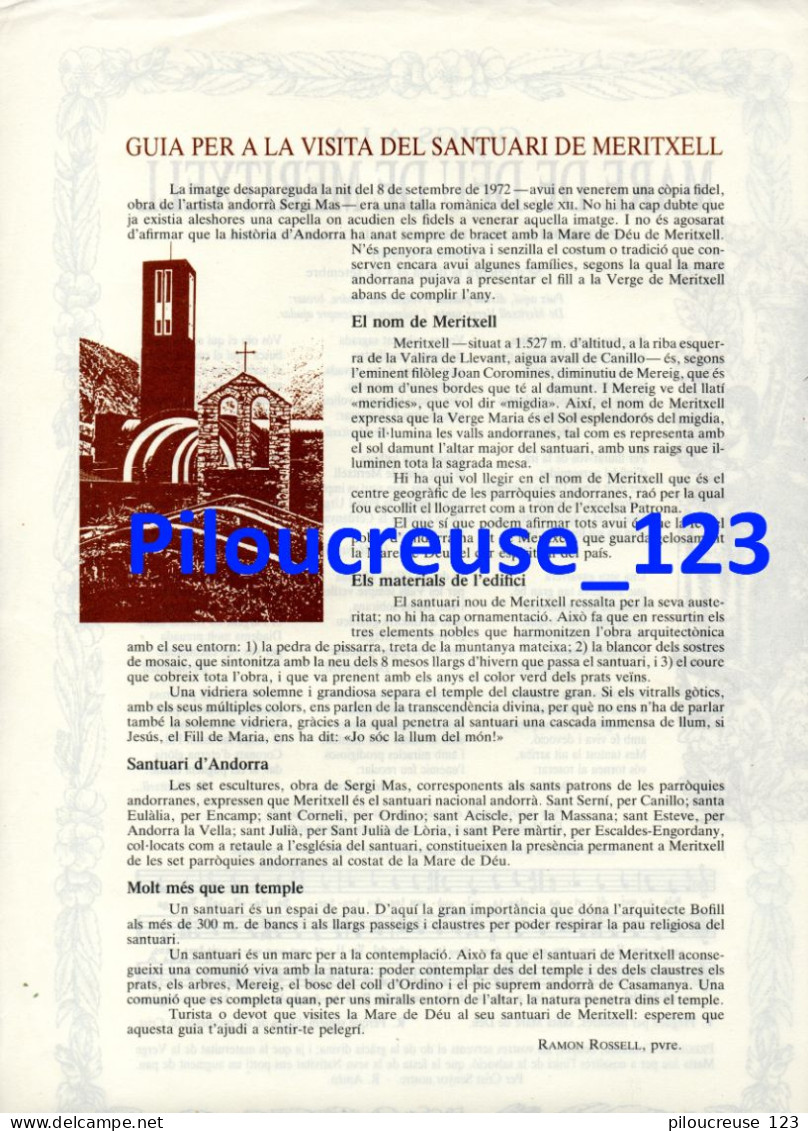 ANDORRA GOIGS A LA MARE DE DEU DE MERITXELL - Partition Et Paroles - Primera Edicio 1991 - Altri & Non Classificati