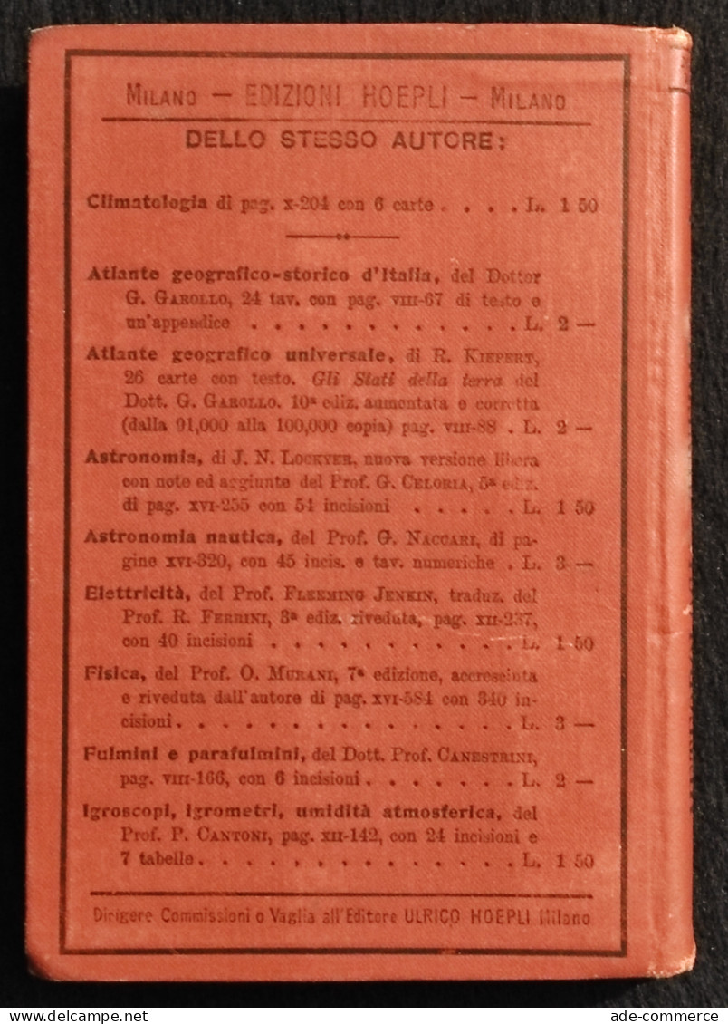 Meteorologia Generale - L. De Marchi - Manuale Hoepli - 1905 - Manuels Pour Collectionneurs