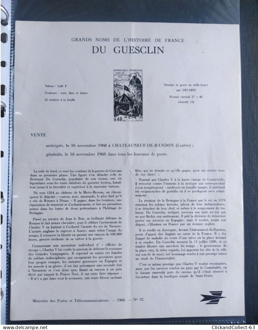Classeur Collection 25 Documents Philatélique FDC Général Charles De Gaulle - Collections & Lots: Stationery & PAP