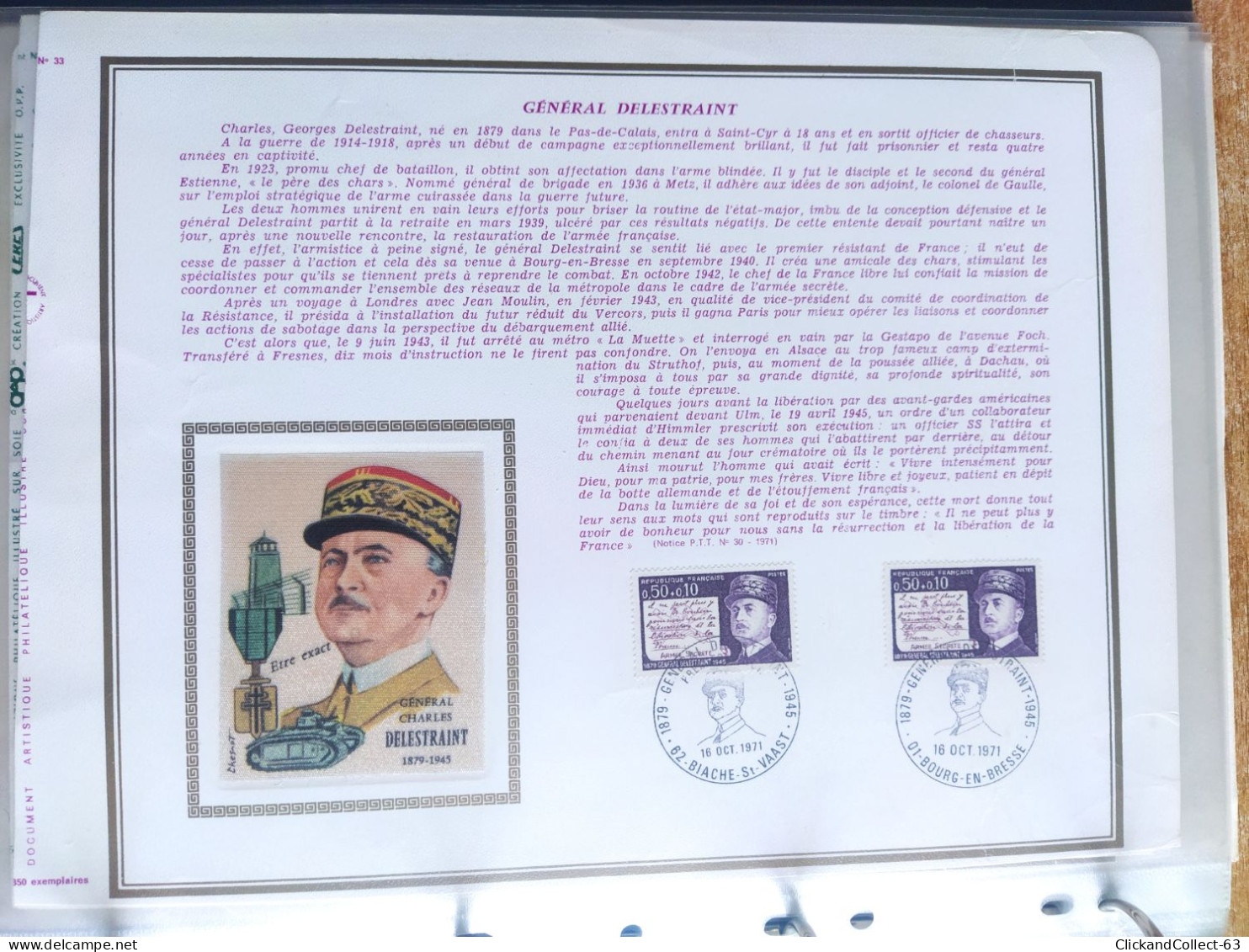 Classeur collection 25 Documents philatélique FDC Général Charles de Gaulle