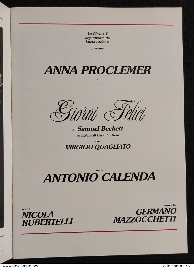 Giorni Felici - Samuel Beckett - A. Proclemer - Regia A. Calenda - Cinéma Et Musique
