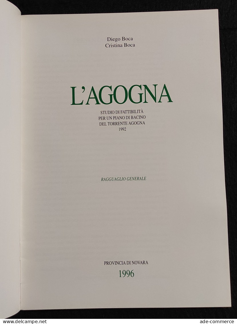 L'Agogna - Studio Bacino Del Torrente 1992 - D. E C. Boca - 1996 - Mathématiques Et Physique