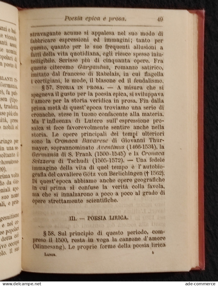 Letteratura Tedesca - O. Lange, A. Paganini - Manuali Hoepli - 1885 - Collectors Manuals