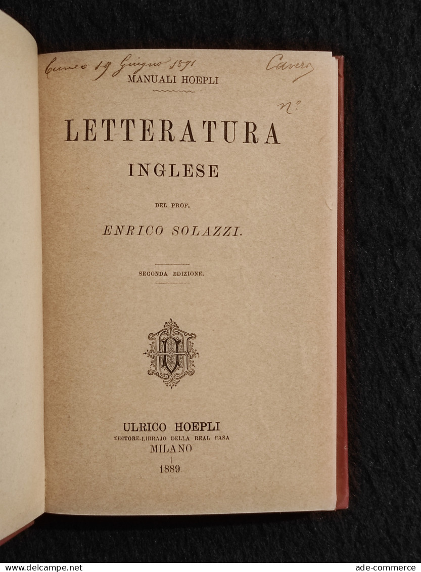 Letteratura Inglese - E. Solazzi - Manuali Hoepli - 1889 - Collectors Manuals